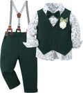 Toddler Baby Boy Vest Suit with Bowtie and Suspender Pants - Formal