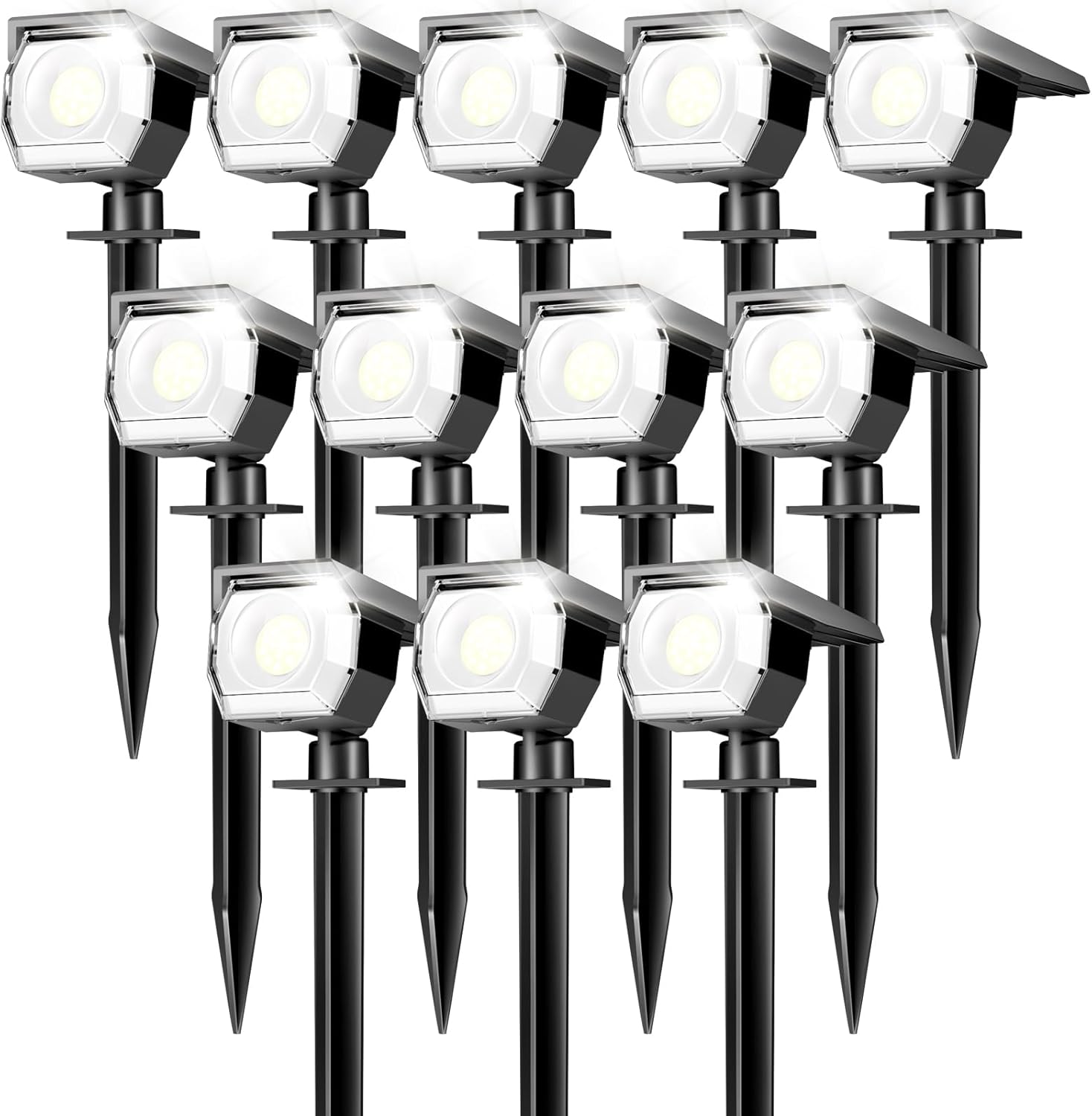 Peasur Solar Spotlights Outdoor - 12 Pack Waterproof Lighting