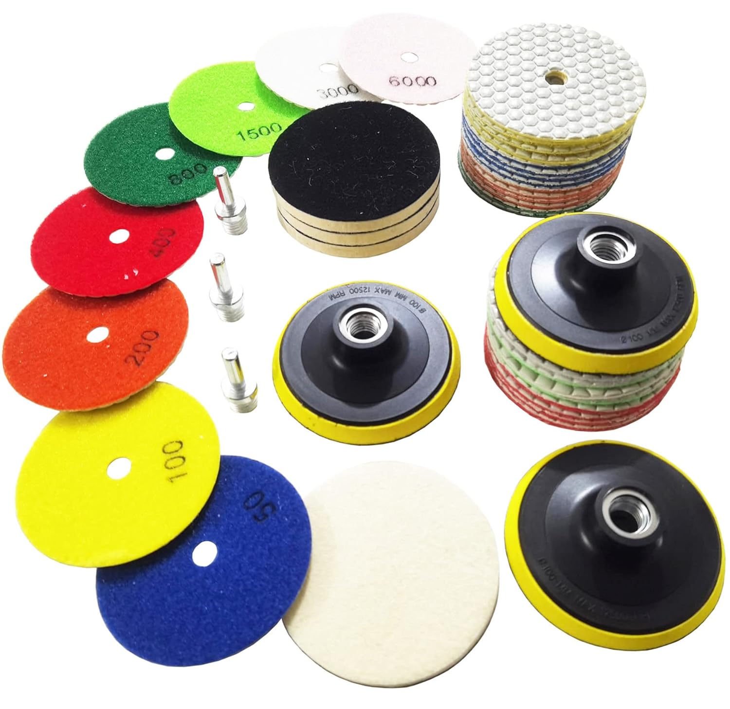 4 Inch Dry Diamond Polishing Pads Set for Granite and Marble