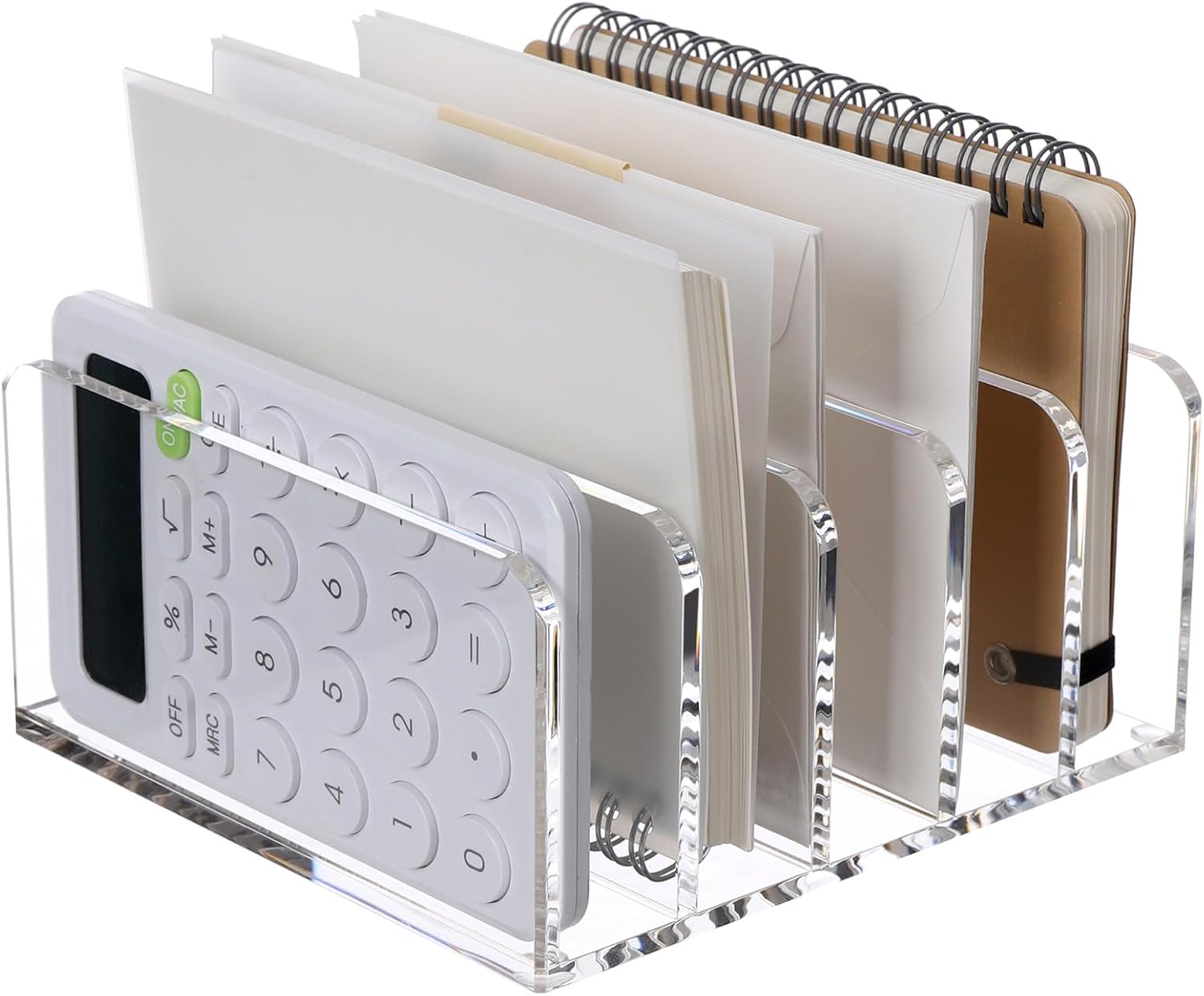 Sanrui Clear Acrylic File Organizer: 5 Compartment Office Storage