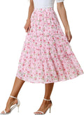 Allegra K Womens Floral Chiffon A-line Tiered Midi Skirt - Flowy Fit