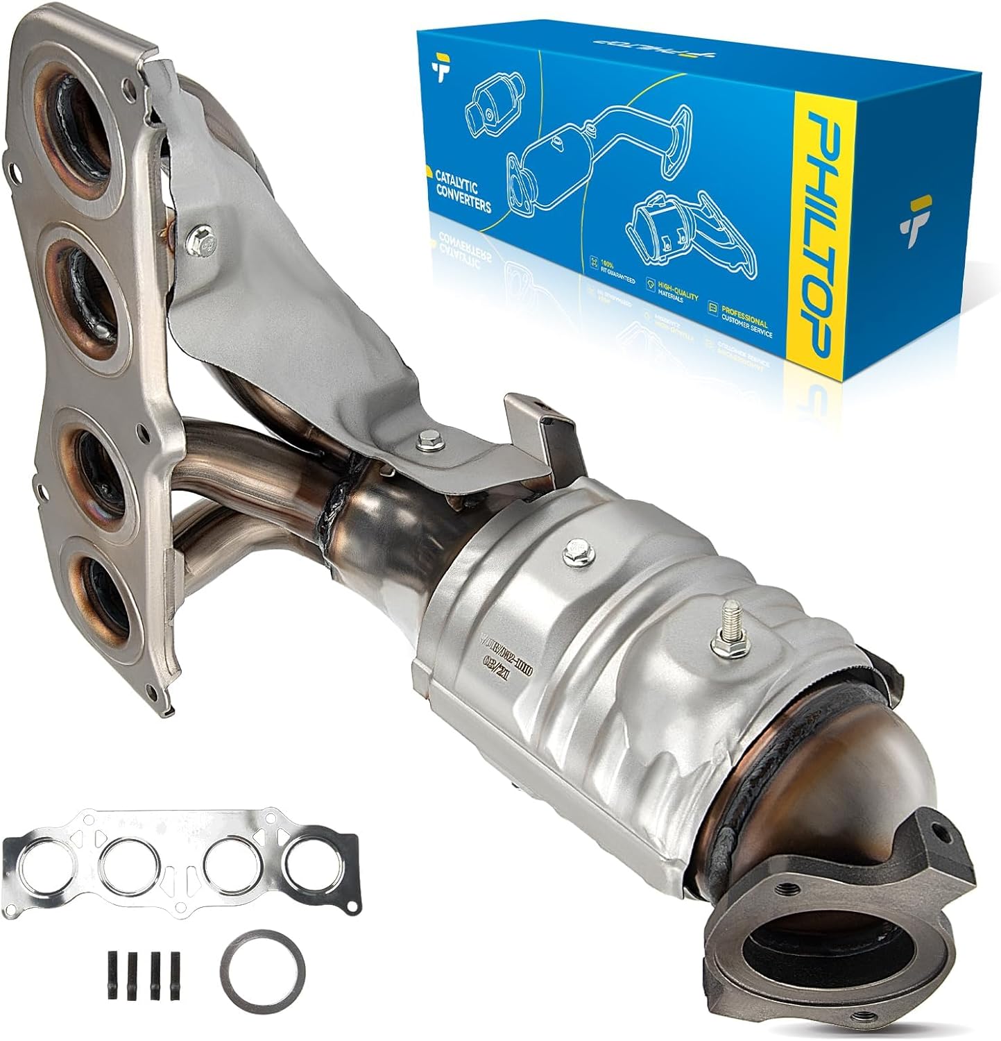 PHILTOP Front Exhaust Manifold Catalytic Converter Kit for Camry