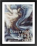 Frame Amo 28x36 Black Solid Wood Poster Frame with White Mat - Gallery