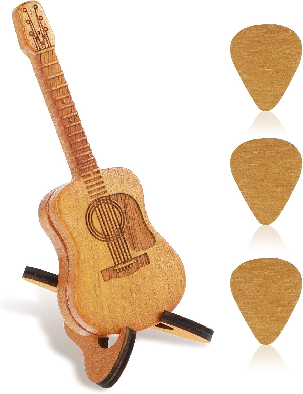 Engraved Guitar Pick Holder with Unique Picks