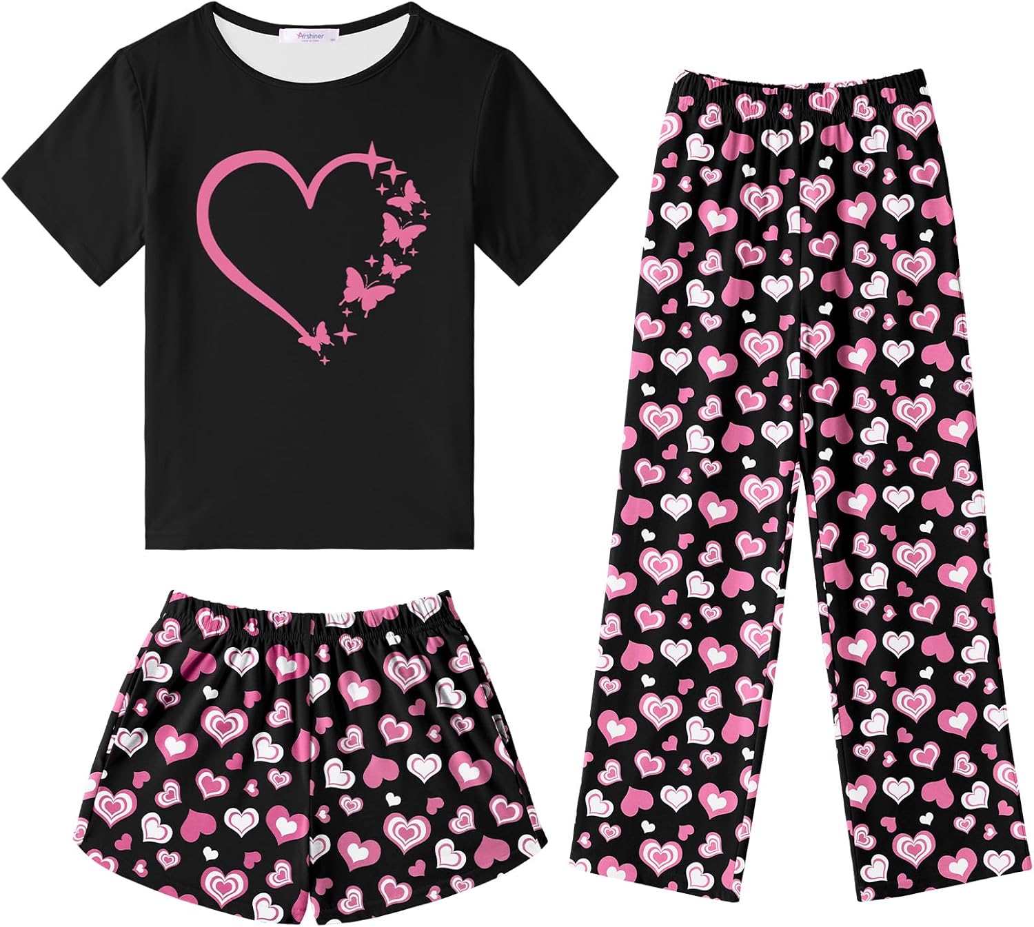 Arshiner Girls Pajama Set 3 Piece Soft Cute Sleepwear Outfits