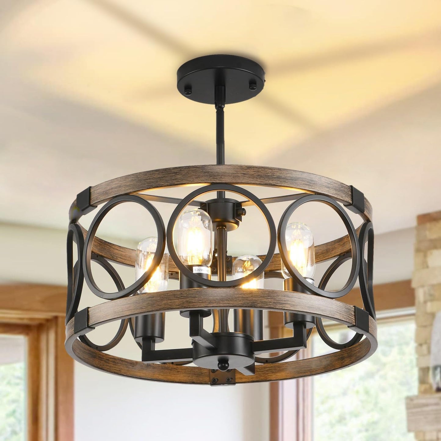 Rustic Farmhouse Ceiling Light Fixture for Modern Kitchen Decor