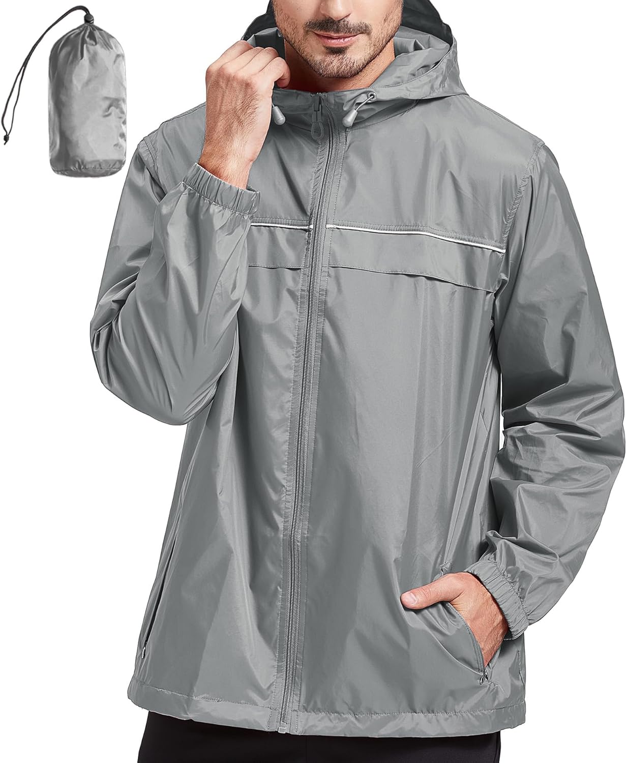 SWISSWELL Rain Jacket Men Waterproof Windbreaker for Casual Use
