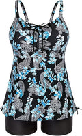 Plus Size Tankini Swimsuit Two Piece Set - Tummy Control Tankini
