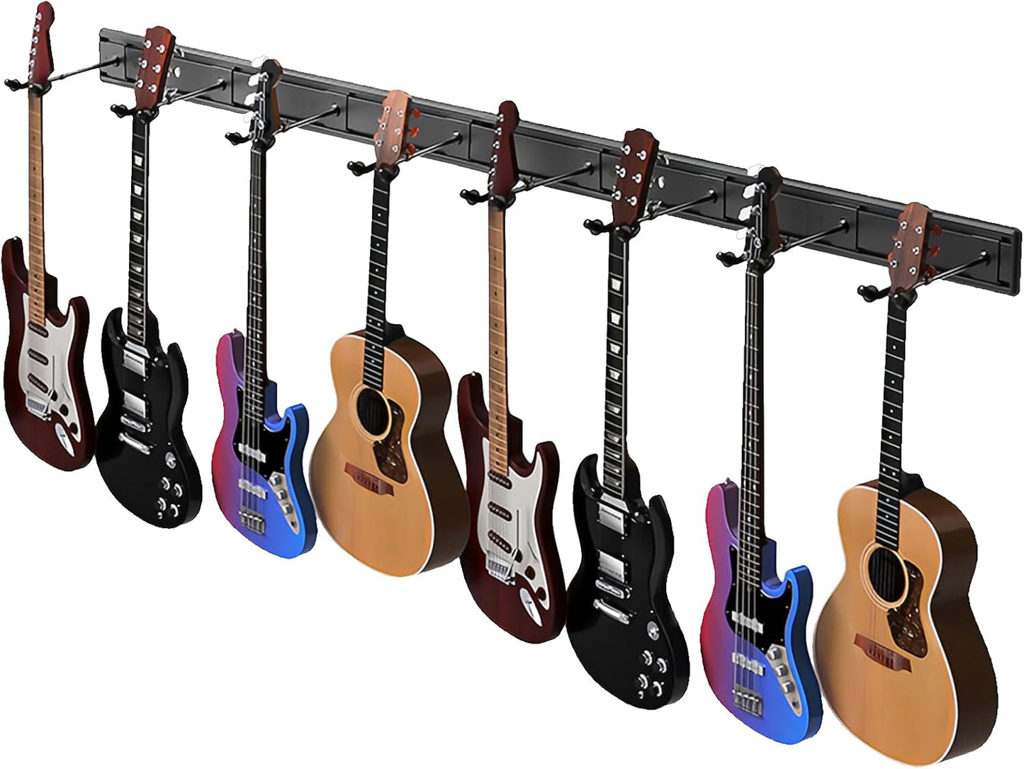 QJXX Guitar Wall Mount with 8 Hangers for All Guitars