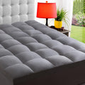 Full Grey Mattress Topper for Back Pain - Extra Thick Plush Pillowtop