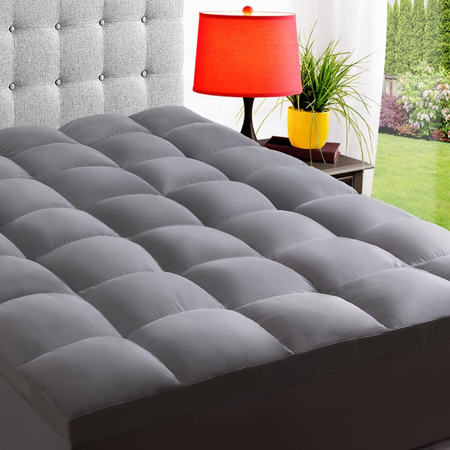 ELEMUSE Full Grey Mattress Topper for Back Pain Relief and Comfort