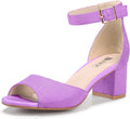 Candie Low Block Heels Sandals Peep Toe - Comfortable 2ft Heel