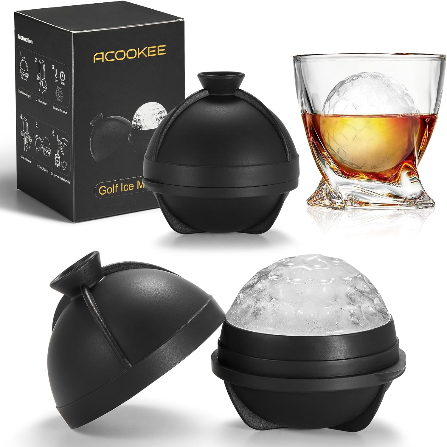 ACOOKEE Golf Ball Ice Maker Set - Fun Golf Gifts for Men!