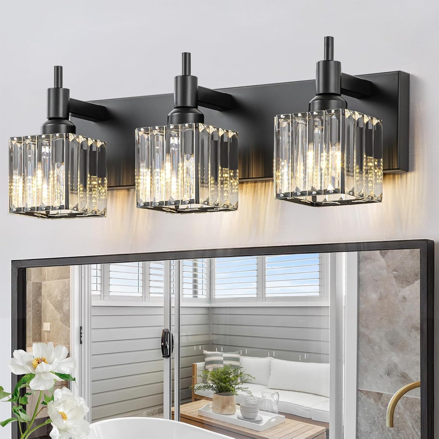 Black Crystal Bathroom Vanity Light for Modern Elegance