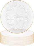 13-Inch Charger Plates 16 Pack - Hammered Clear Gold Rim for Events