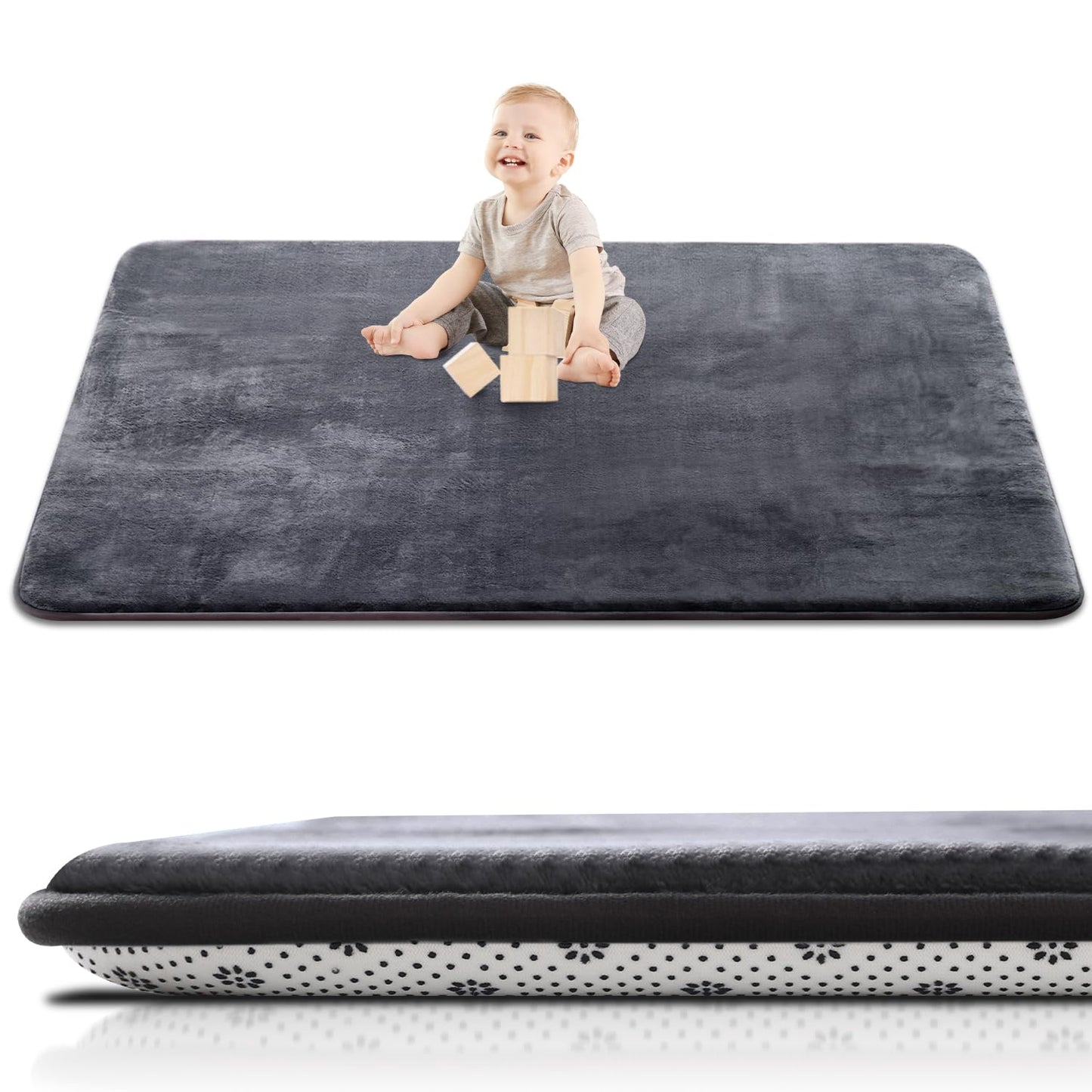 Thick Baby Play Mat for Floor, Ultra Soft Foam Tummy Time Rug