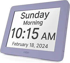 Robin Day Clock for Seniors - Extra Large Digital Calendar Clock