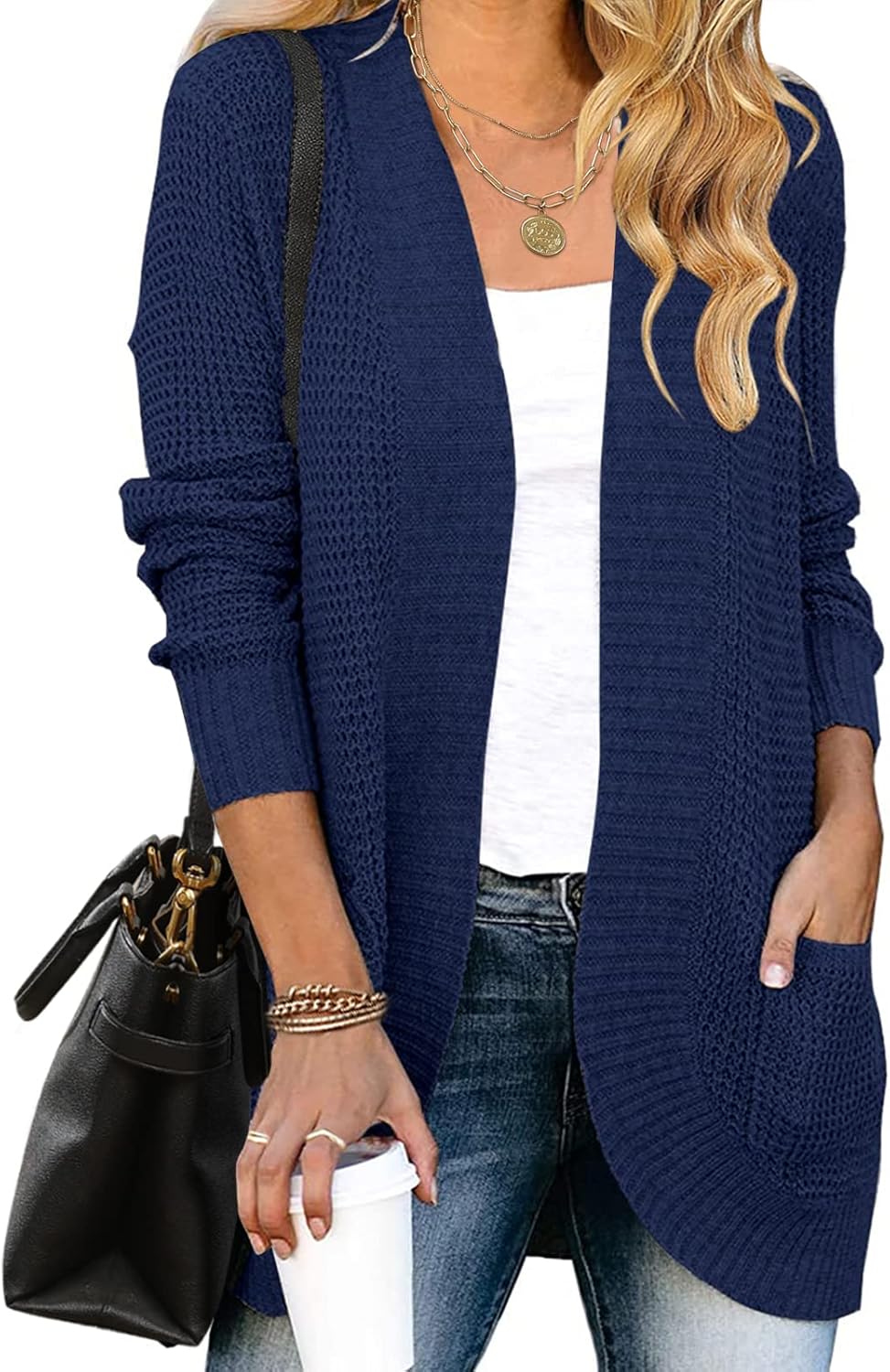 MEROKEETY Womens Long Sleeve Open Front Cardigans for Fall