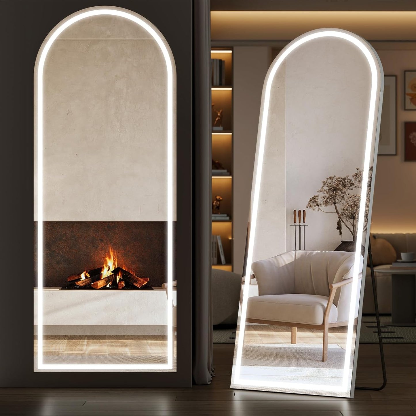 Sweetcrispy Arched Full Length Mirror with LED Lights for Home