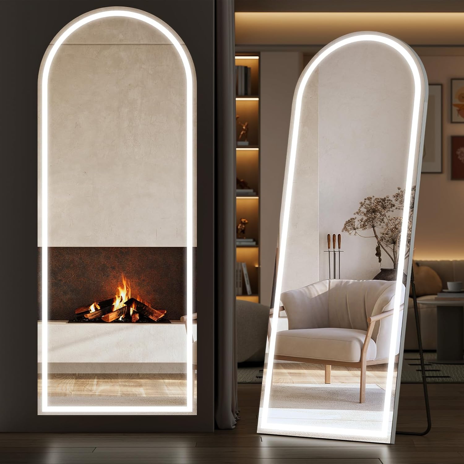 Sweetcrispy Arched Full Length Mirror with LED Lights for Home