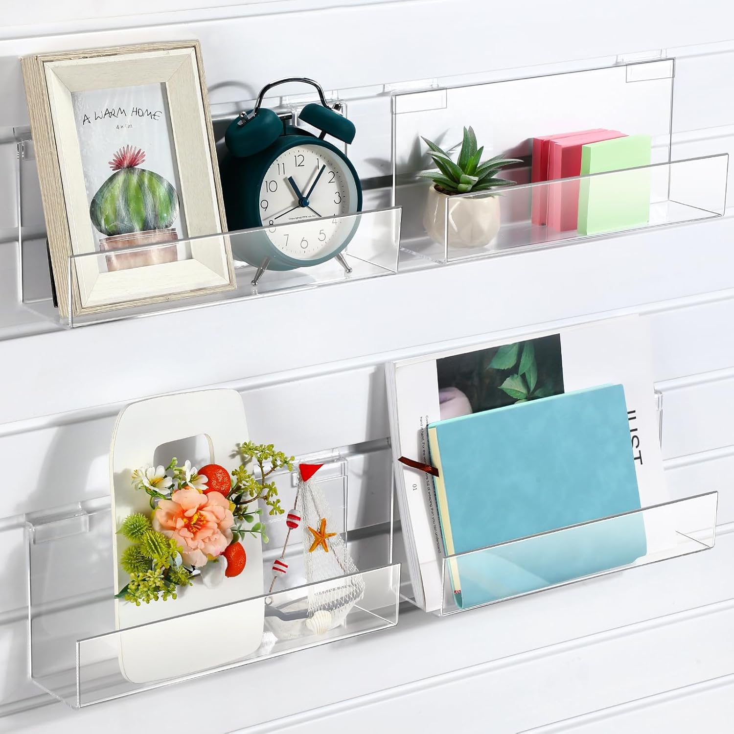 4 Pack Slatwall J Ledge Shelf for Retail Display and Home Use