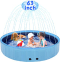 63 in Large Dog Pool with Sprinkler 2-in-1 Foldable Splash Pad