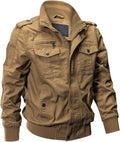 Men's Cotton Lightweight Multi-Pocket Military Jacket - Zip Front