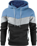 Men's Color Block Pullover Fleece Hoodie Long Sleeve Casual Sweatshirt