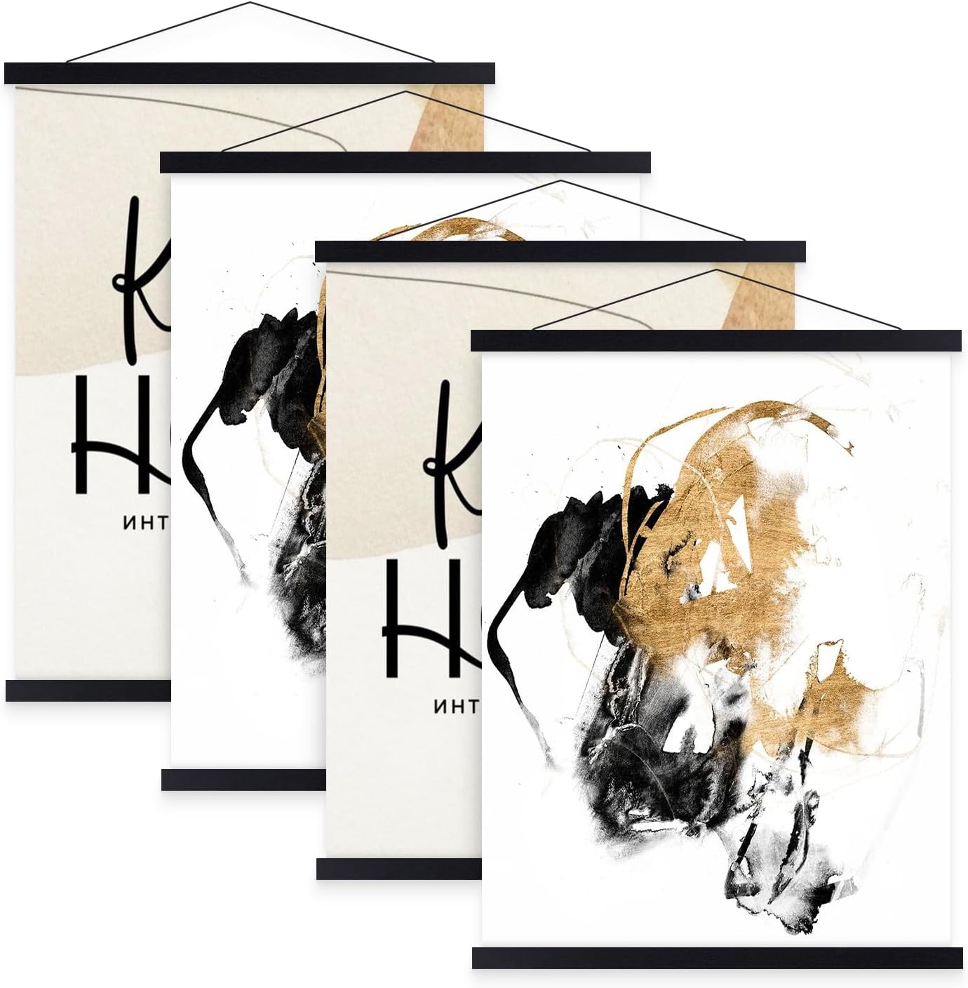Magnetic Poster Hangers for 24x36 and 24x18 Prints - 4 Pack