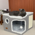 Cat Bed for Indoor Cats Covered Cat Cave House - Cozy Multi-Pet