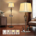 Rustic Floor Lamp for Living Room with Nightlight and Glass Tray