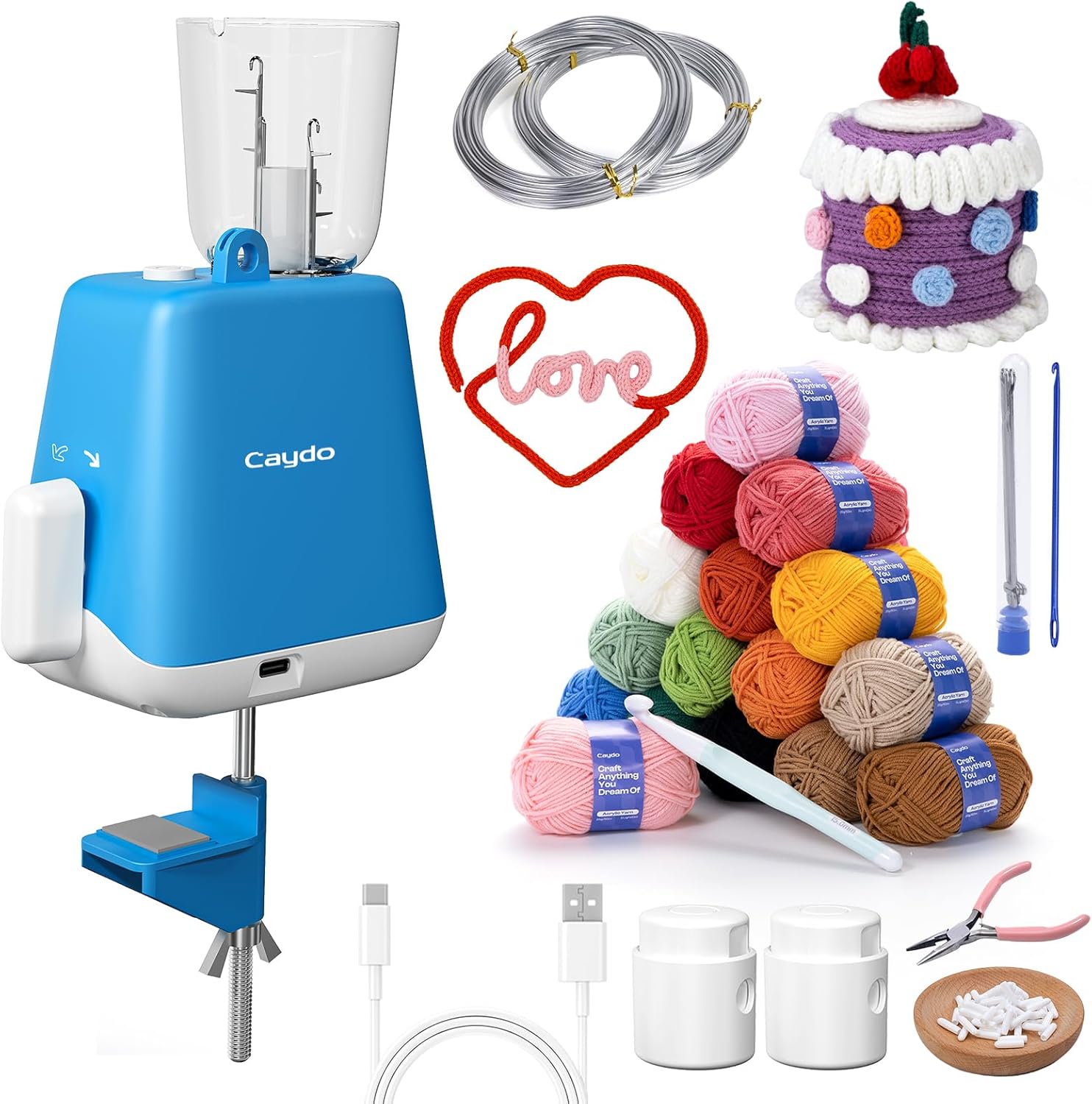 Caydo iCord Maker Kit for Beginners - 92pcs Knitting Set