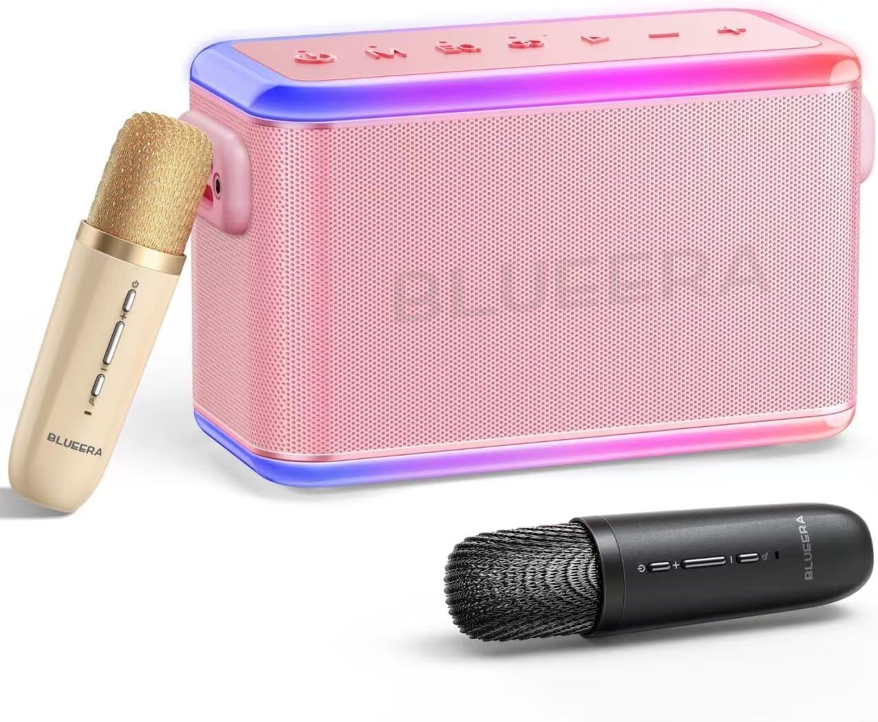 Karaoke Fun Anywhere! Wireless Mic & LED Lights, Pink