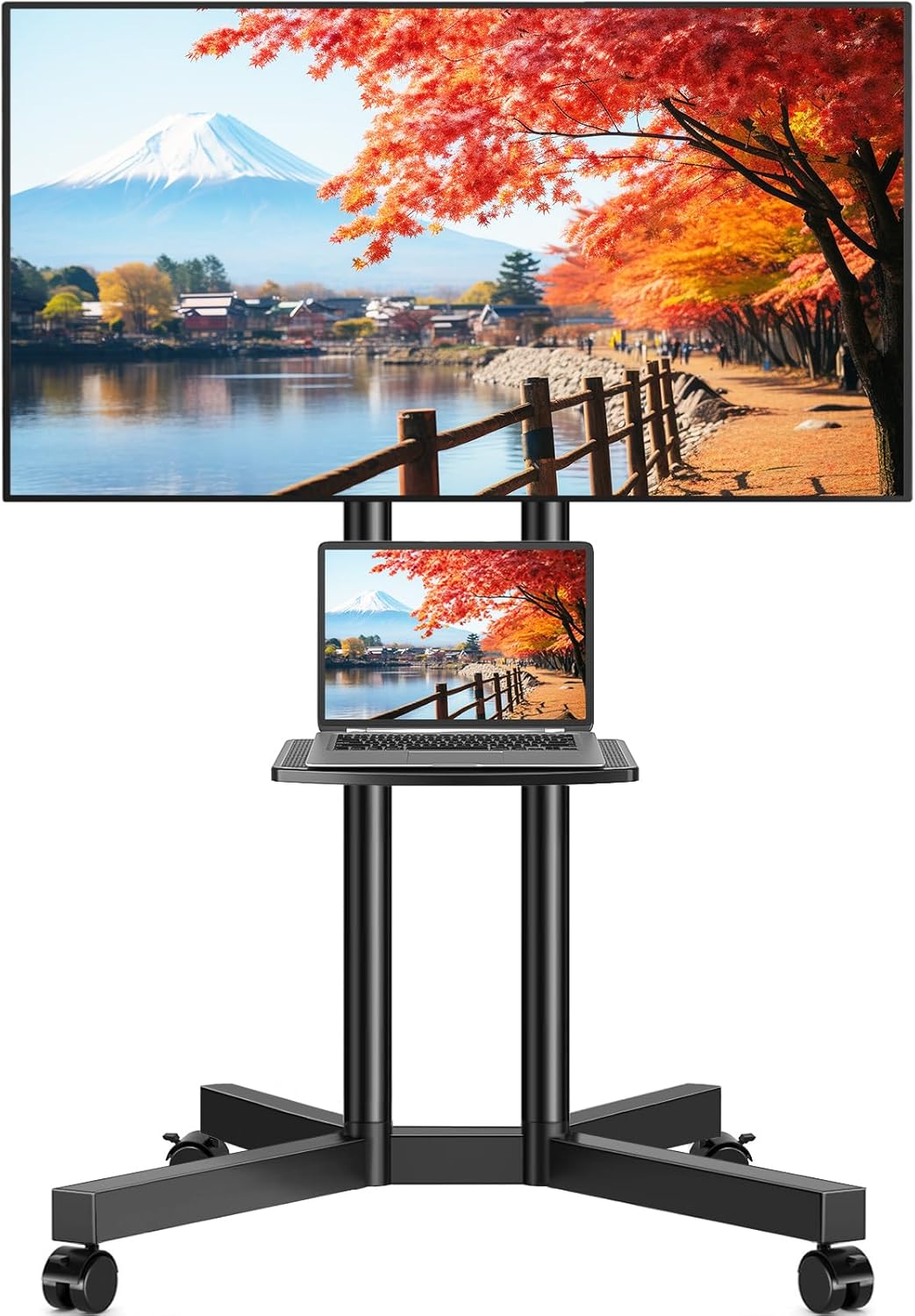 Height Adjustable Rolling TV Stand for 32-70 TVs