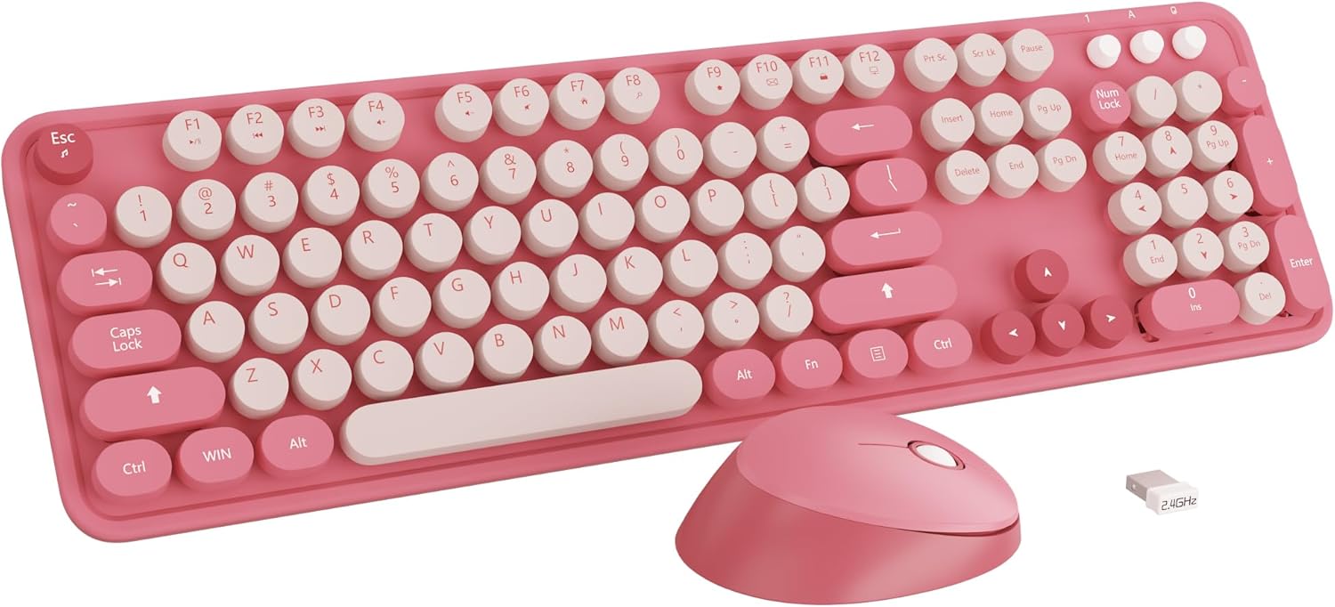 Retro Round Keycaps Wireless Keyboard for Stylish Typing