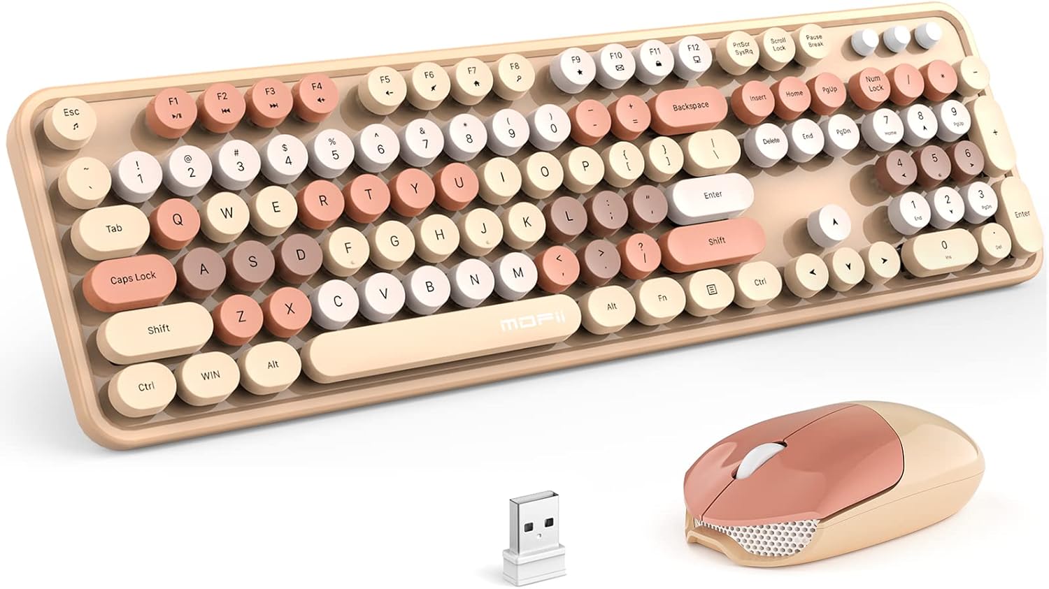 MOFII Retro Wireless Keyboard & Mouse: Full-Size with Cute Design