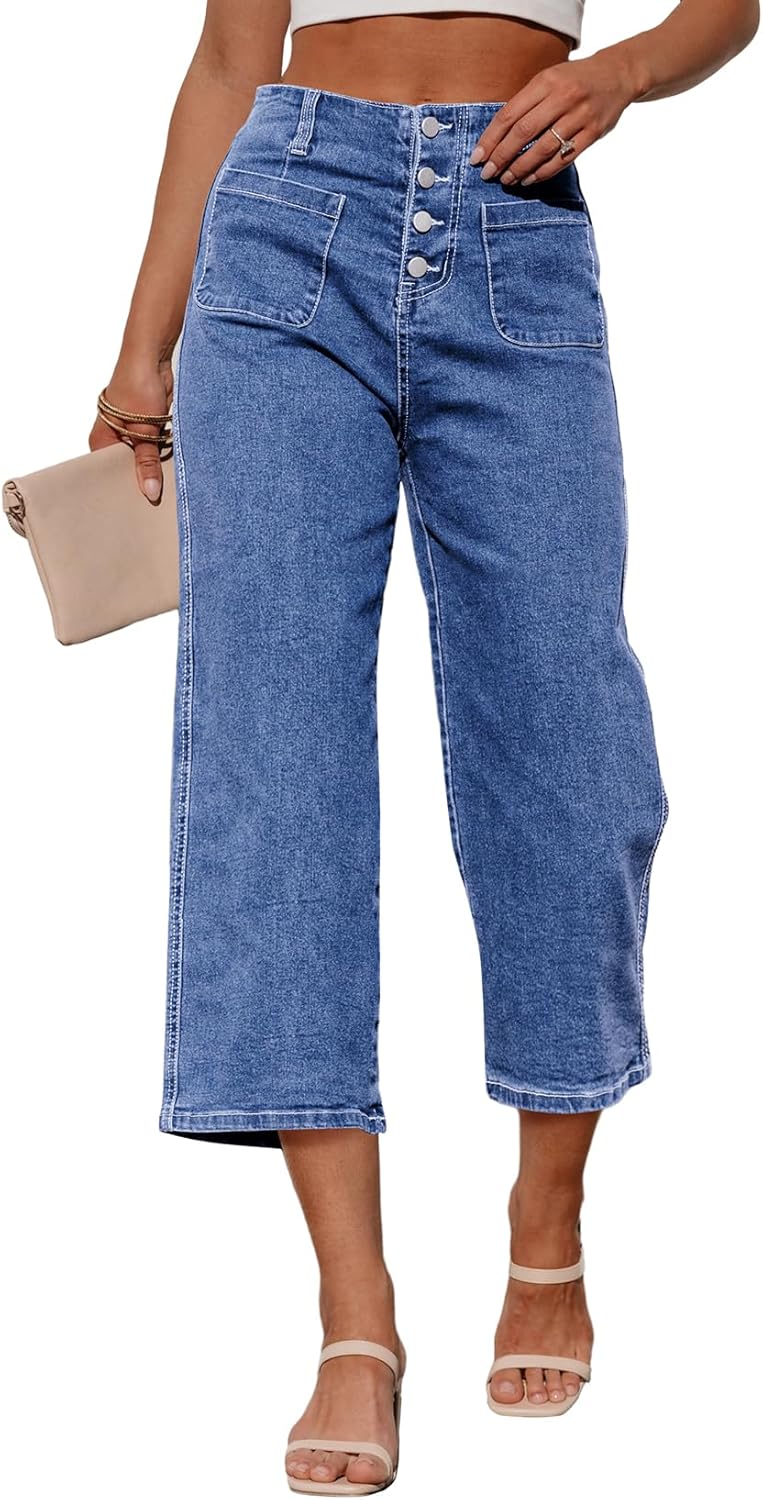 Trendy Wide Leg Capri Pants for Women - Stylish and Versatile