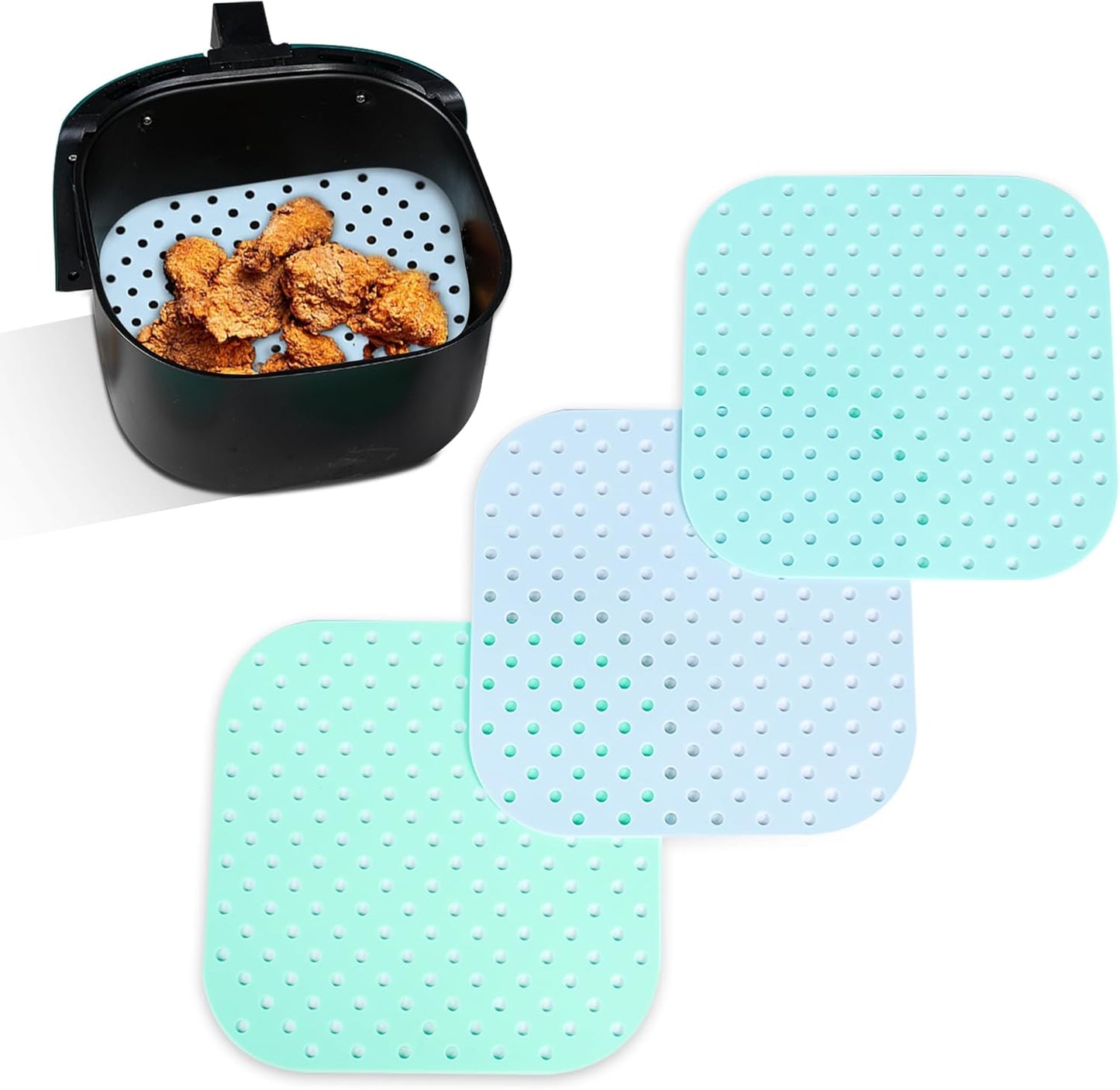 Eco-Friendly Washable Air Fryer Liners [3-Pack] - Non-Stick & Versatile