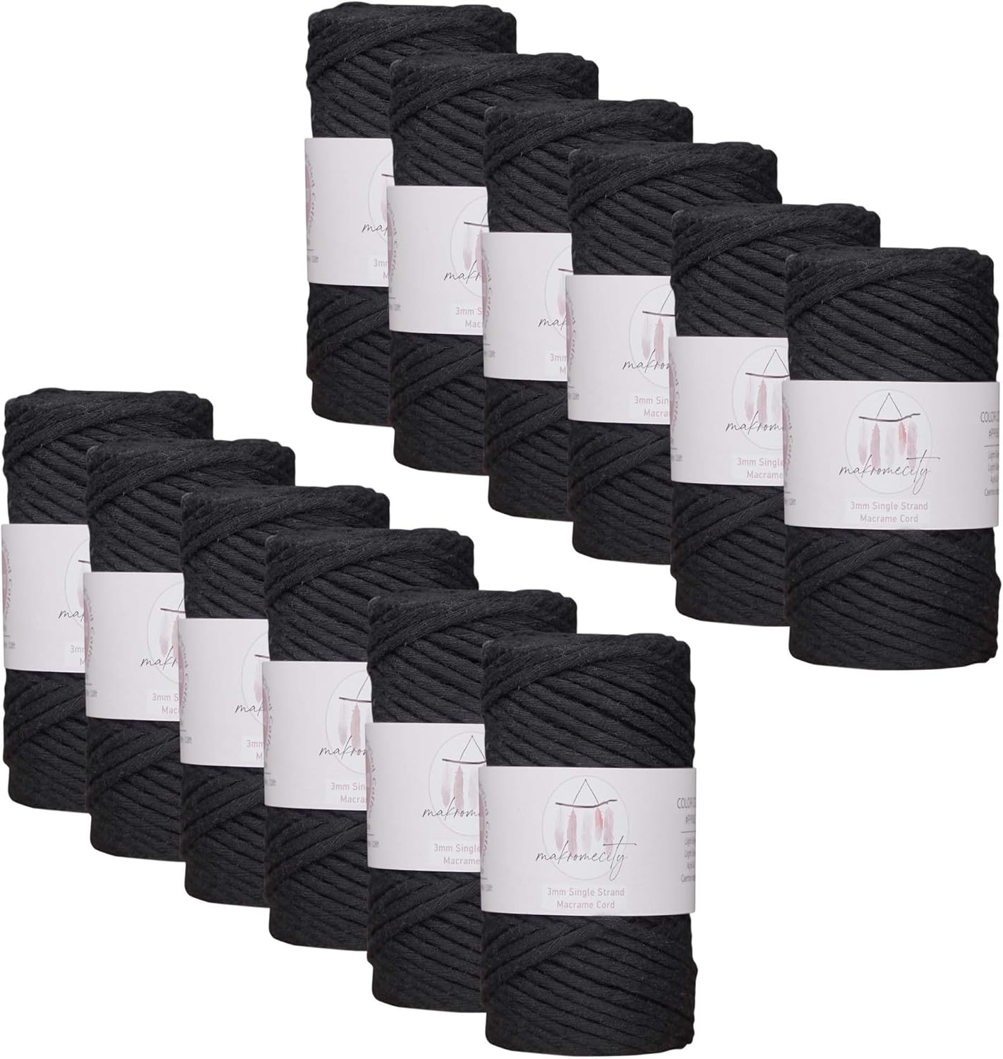 12 Skeins of 3mm Single Strand Macrame Cord for Crafts