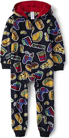 Boys' Long Sleeve Fleece Zip Up One Piece Pajama for Comfort