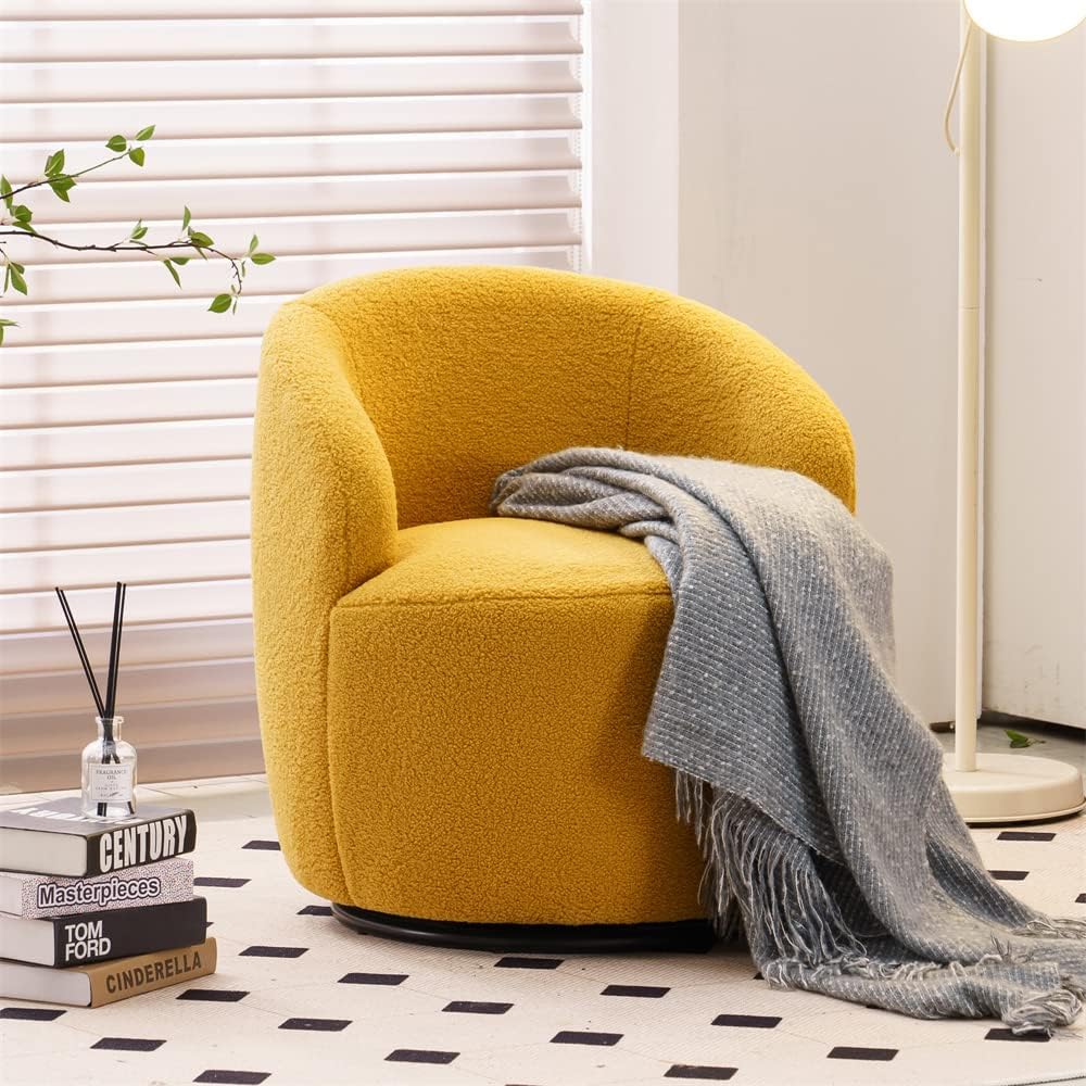i-POOK Comfy Swivel Accent Chair in Yellow