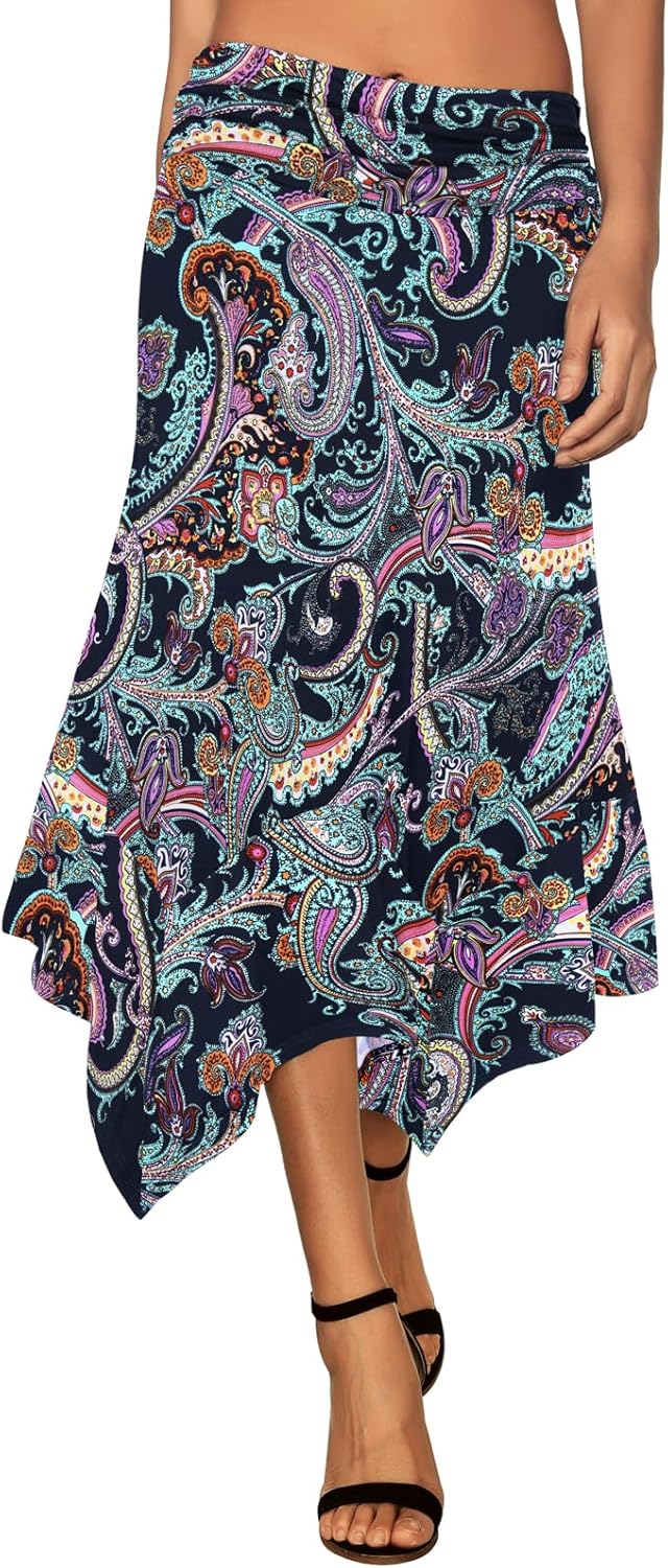 DJT Women's Flowy Handkerchief Hemline Midi Skirt Review