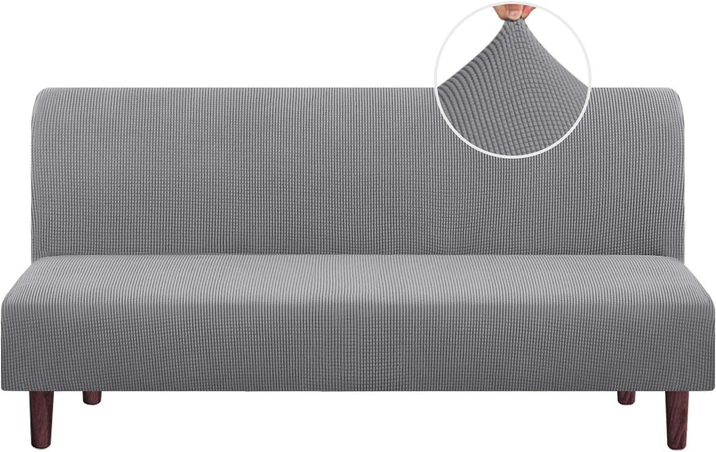 Stretch Armless Queen Size Futon Cover in Checked Pattern Jacquard
