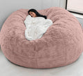 7FT Light Pink Faux Fur Bean Bag Cover - Soft & Fluffy!