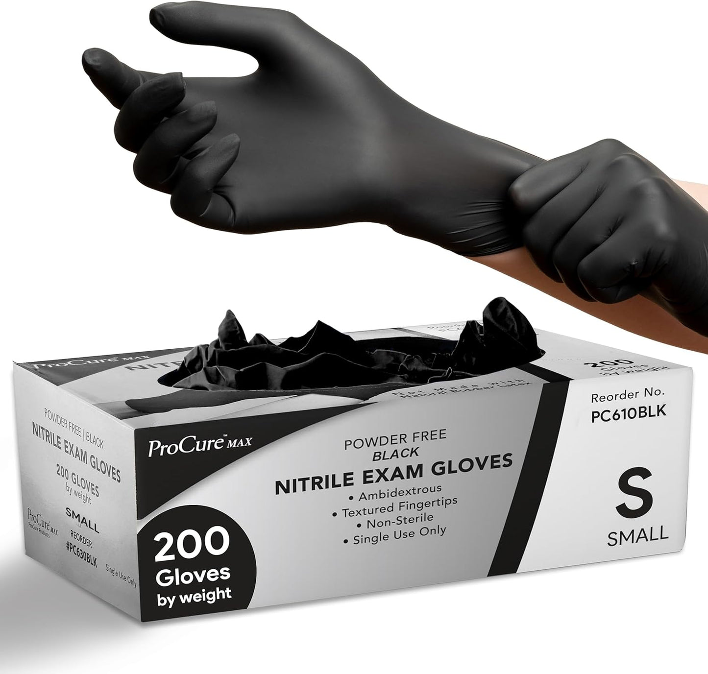 ProCure Black Nitrile Gloves 200-Pack | Latex-Free Multi-Use