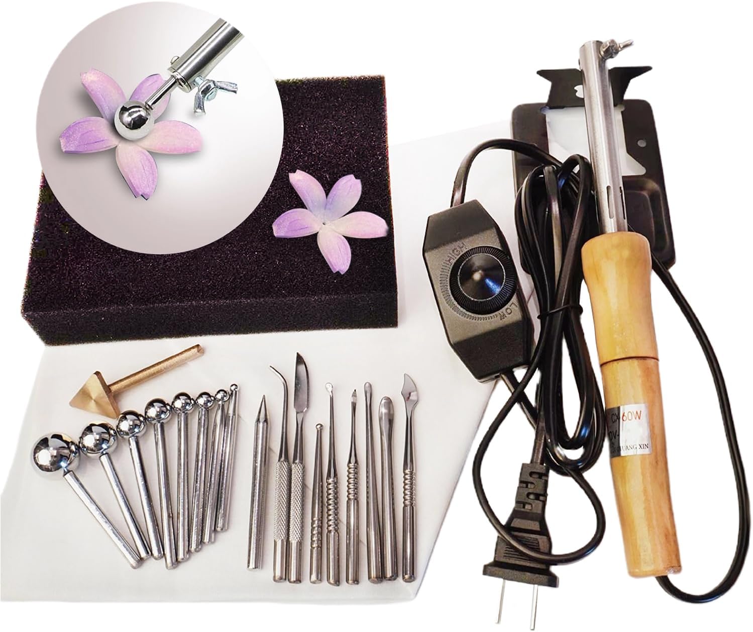 Electric Fabric Flower Maker Kit with 18 Ironing Heads for Crafts