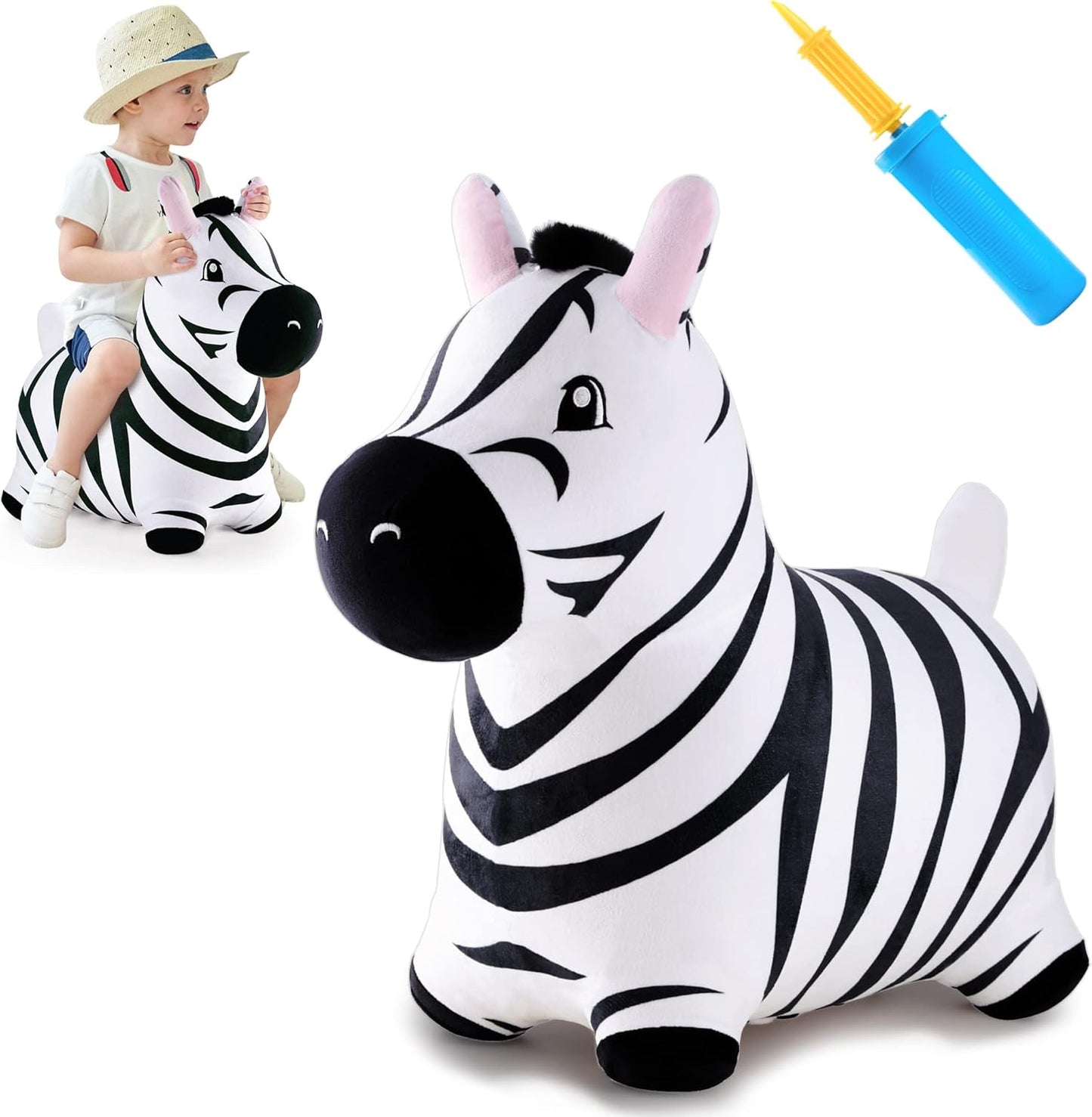 Bouncy Pals Zebra Hopping Horse for Kids - Fun Ride-On Toy