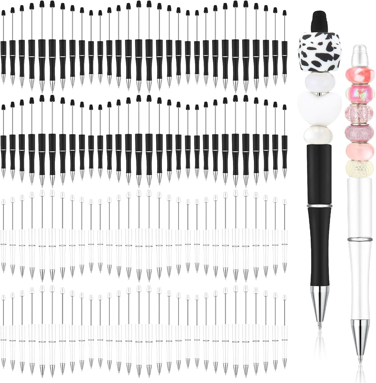 Kosiz 150 Pieces Plastic Beadable Pens for DIY Crafts and Gifts
