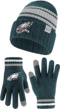 Ultra Game NFL Official Super Soft Team Stripe Beanie and Gloves