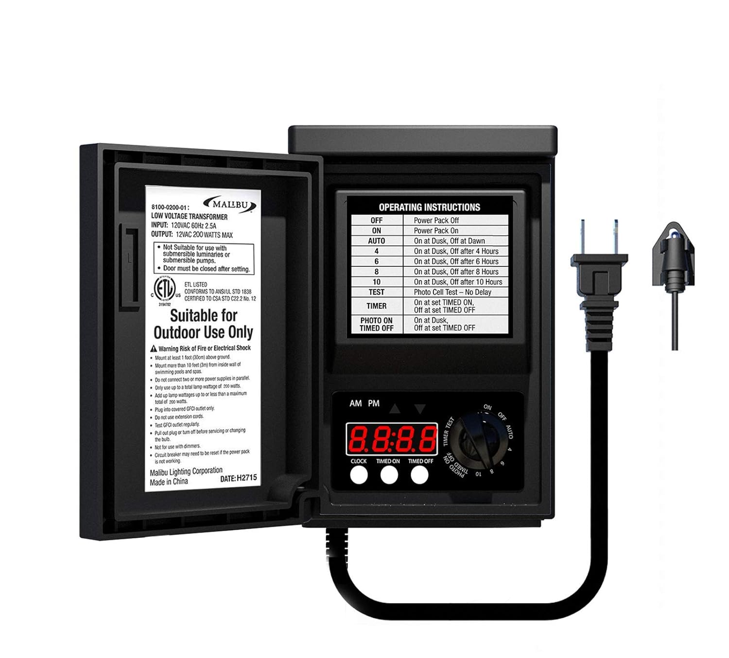 Malibu Power Pack 200watt Low-Voltage Transformer with Sensor